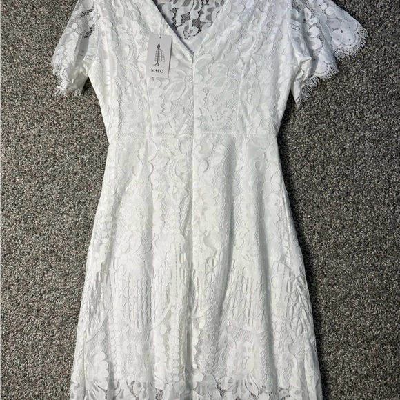 NWT MSLG Women's Elegant floral lace dress SZ Small - Picture 9 of 12